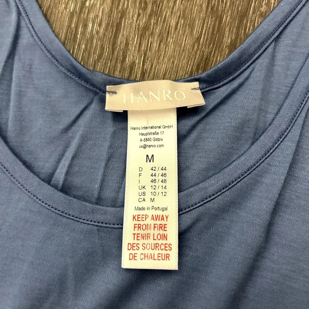 NEW Hanro Blue Modal Silk Nightgown Size M Sleeveless Soft Knit Lounge Dress EUC